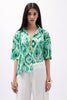 Patterned Green Satin Shirt 