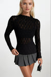 Dik Yaka Siyah Dantel Bluz