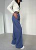 Stitch Detail Wide Leg Navy Blue Sweatpants 