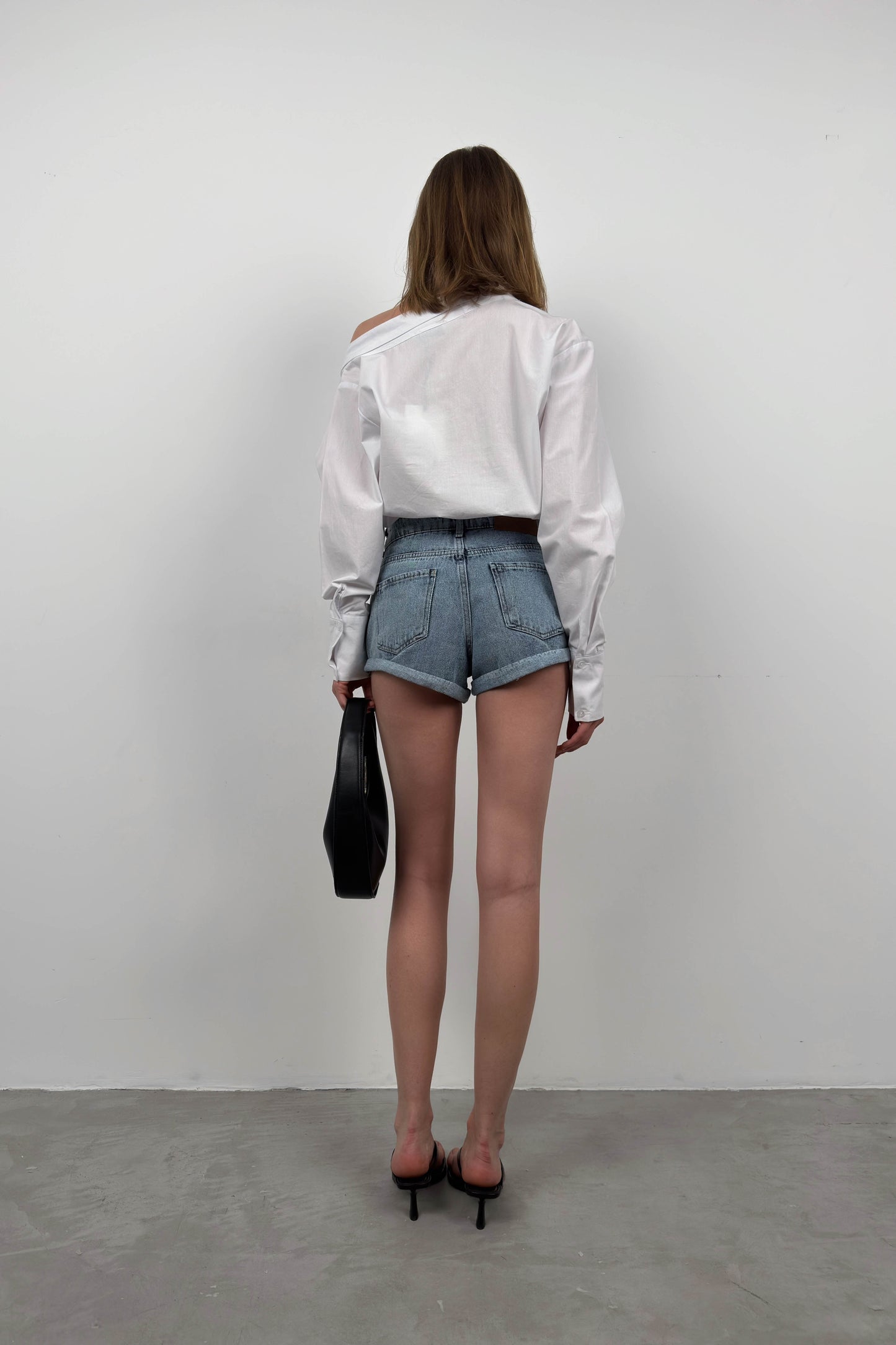 Double Leg Blue Denim Shorts 