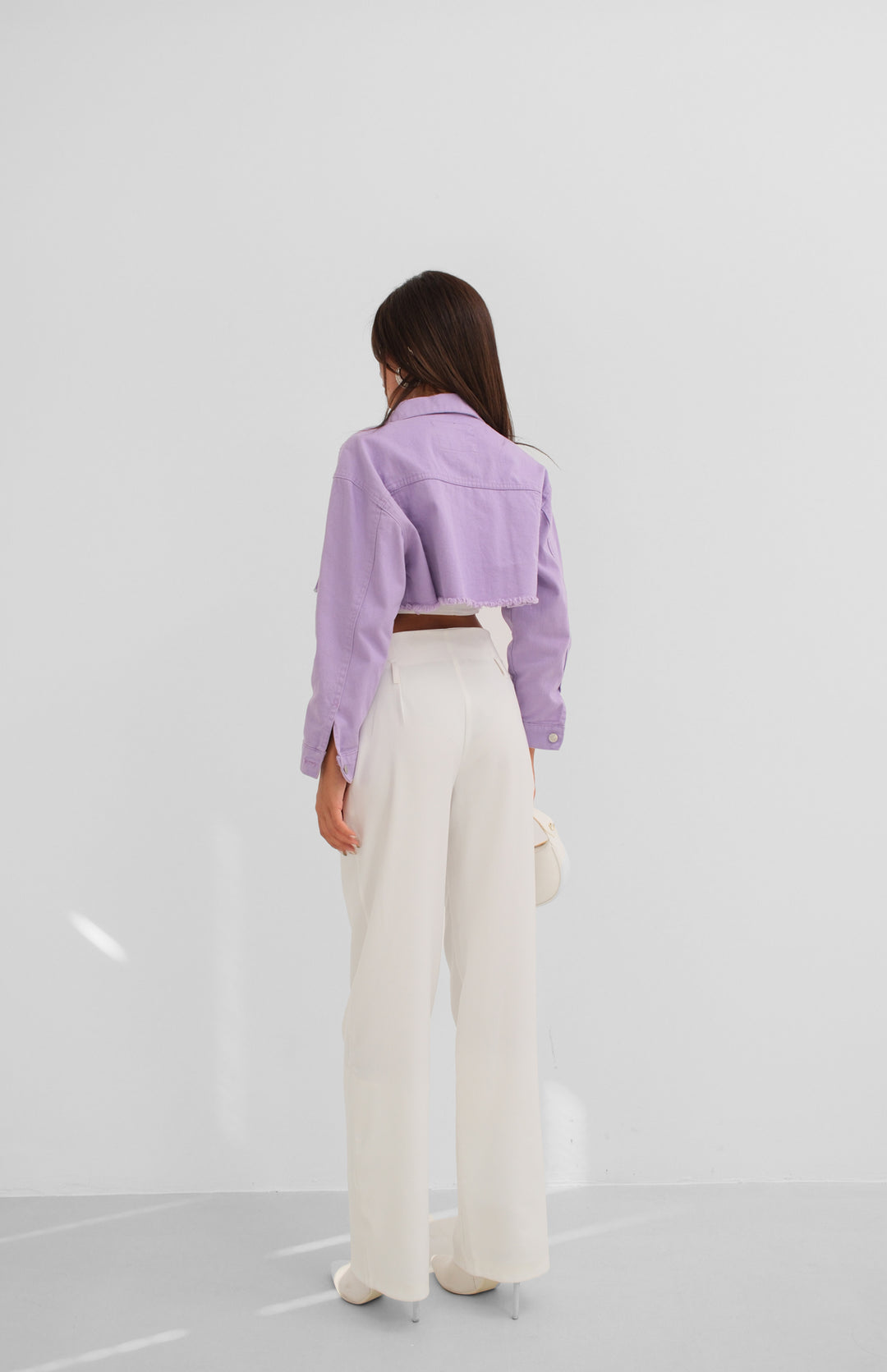 Button Detail Lilac Crop Jacket 