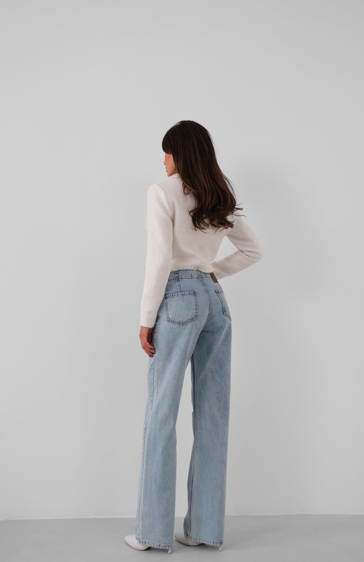 Button Detail Darted Light Blue Jeans 