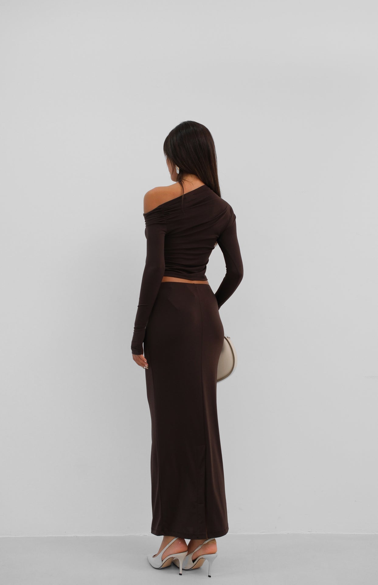 Low Waist Brown Maxi Skirt 