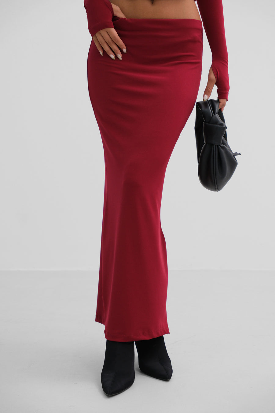 Low Waist Burgundy Maxi Skirt