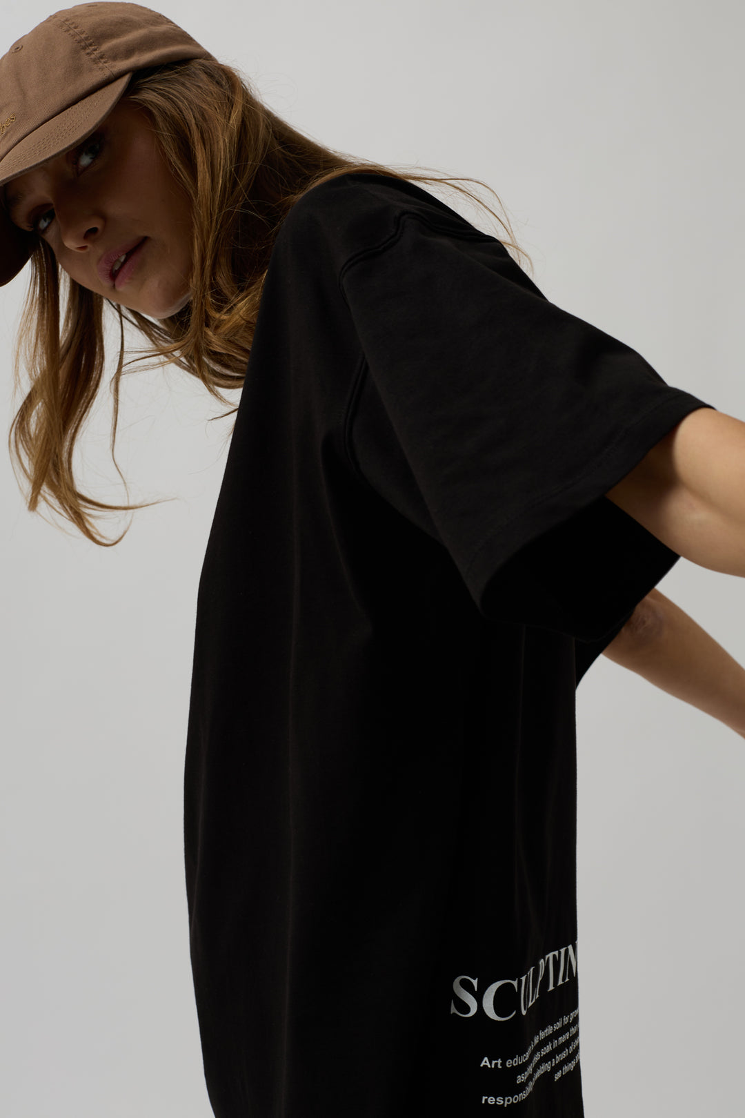 Black T-shirt with Printed Hem 