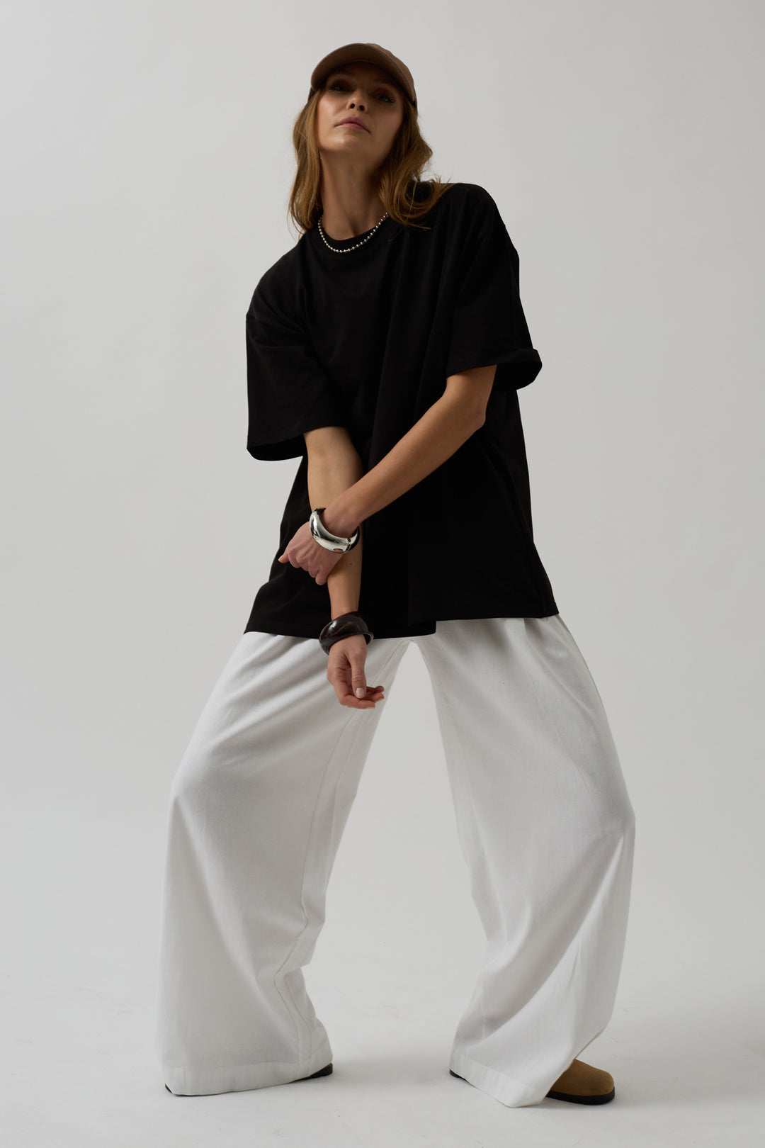 Black T-shirt with Printed Hem 