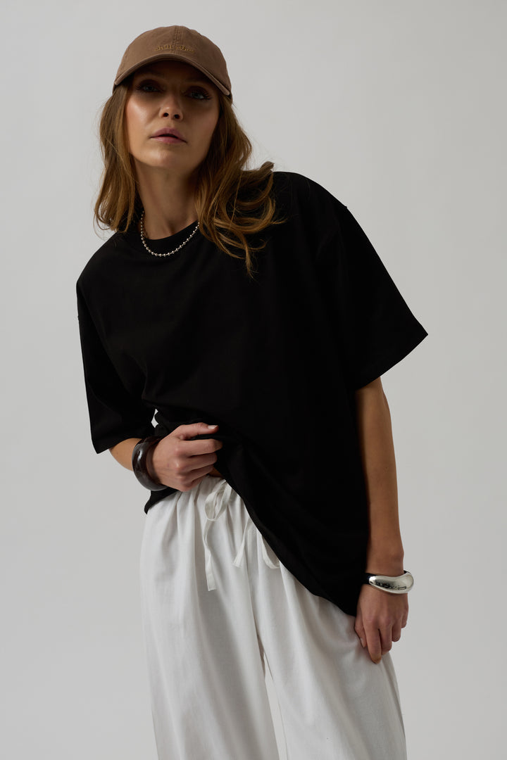 Black T-shirt with Printed Hem 