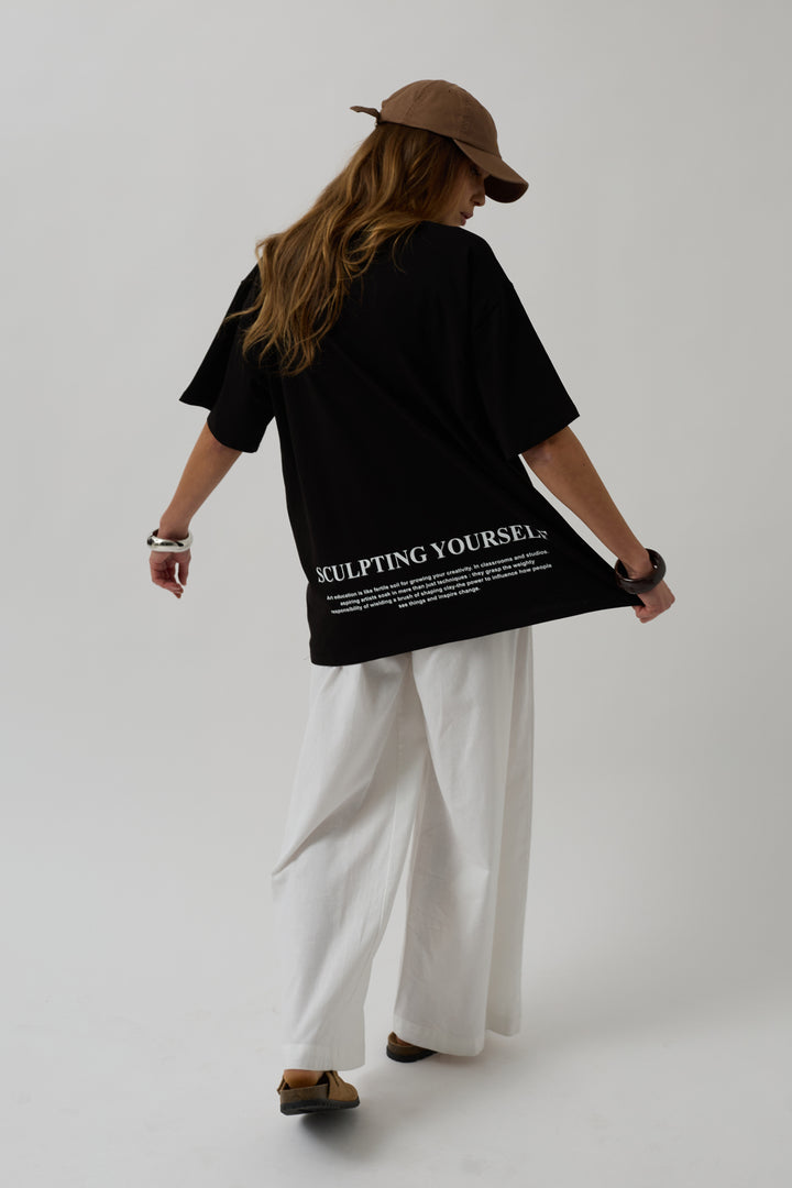 Black T-shirt with Printed Hem 