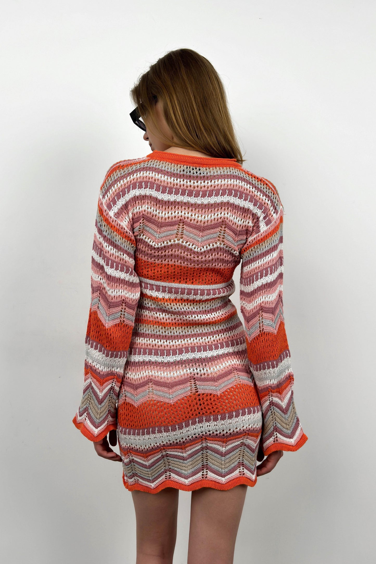 Fakir Sleeve Patterned Orange Dress 