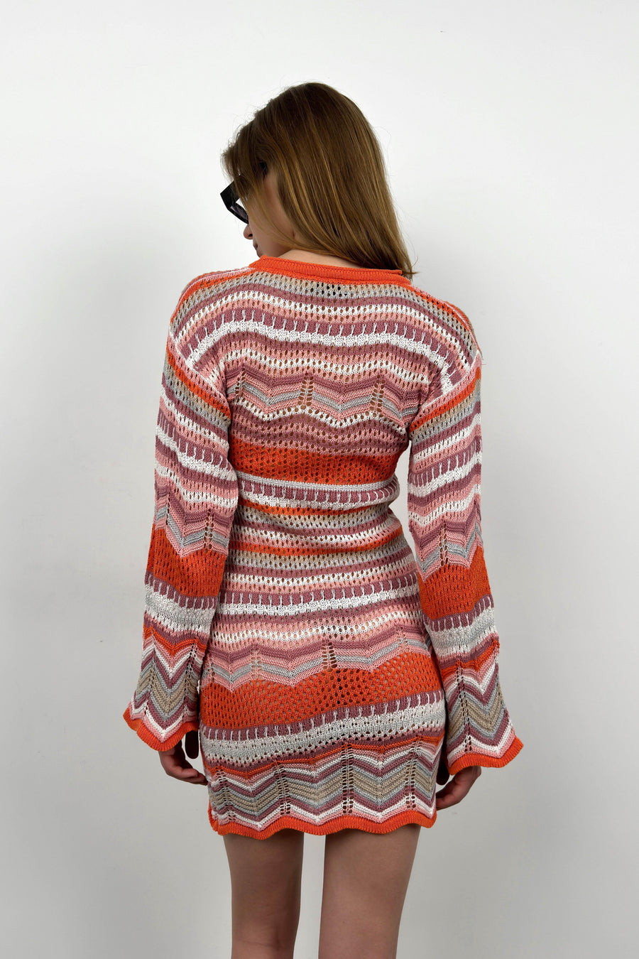 Fakir Sleeve Patterned Orange Dress 