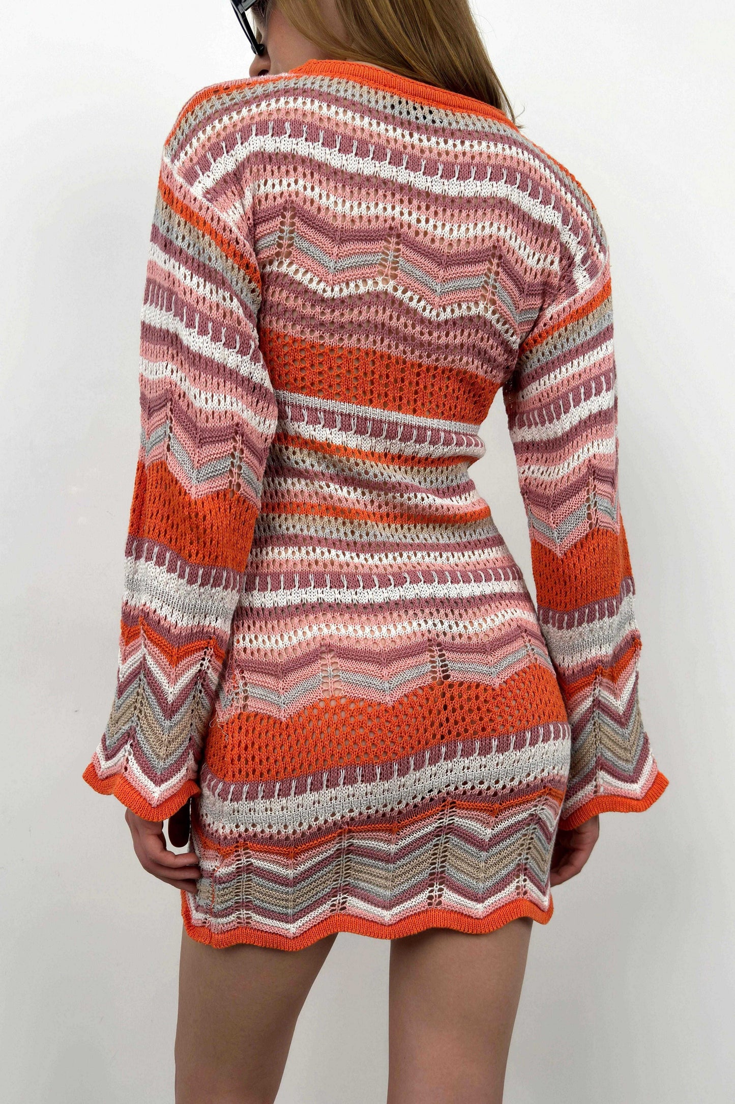 Fakir Sleeve Patterned Orange Dress 