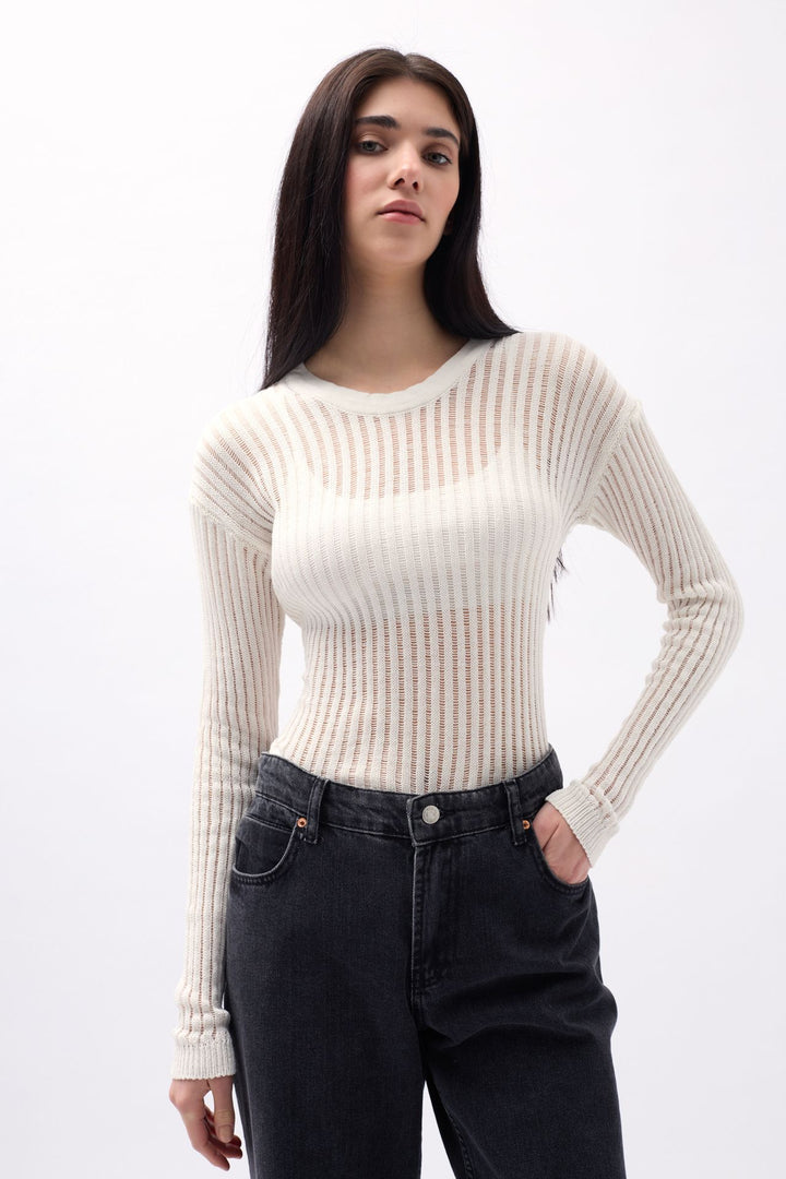 Fitilli Transparan Ekru Bluz