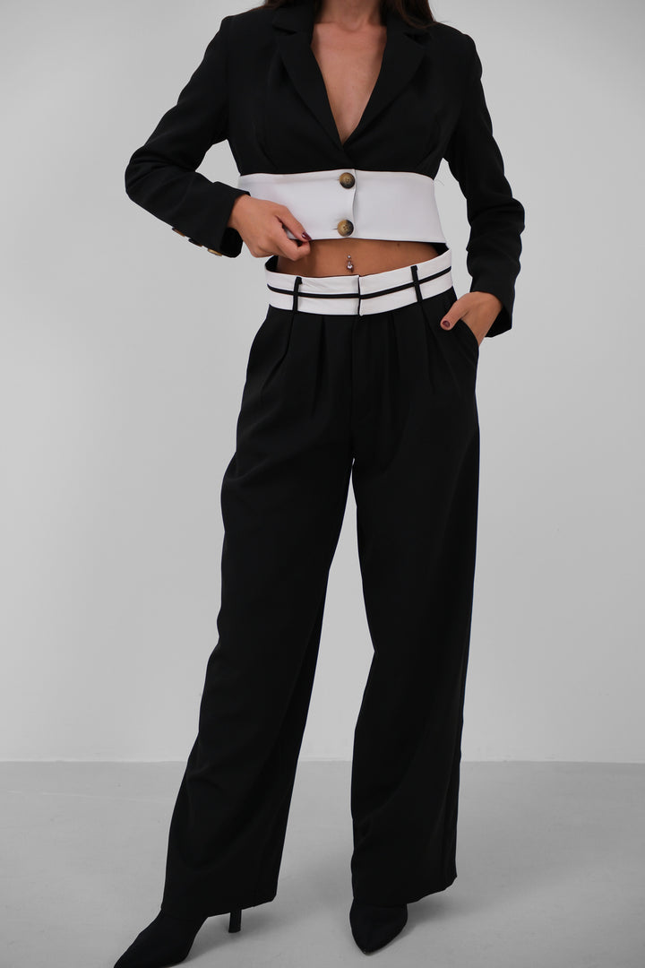 Garnili Ceket Pantolon Siyah Takım