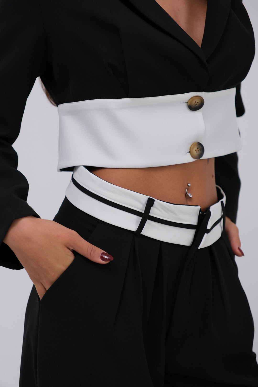 Garnili Ceket Pantolon Siyah Takım