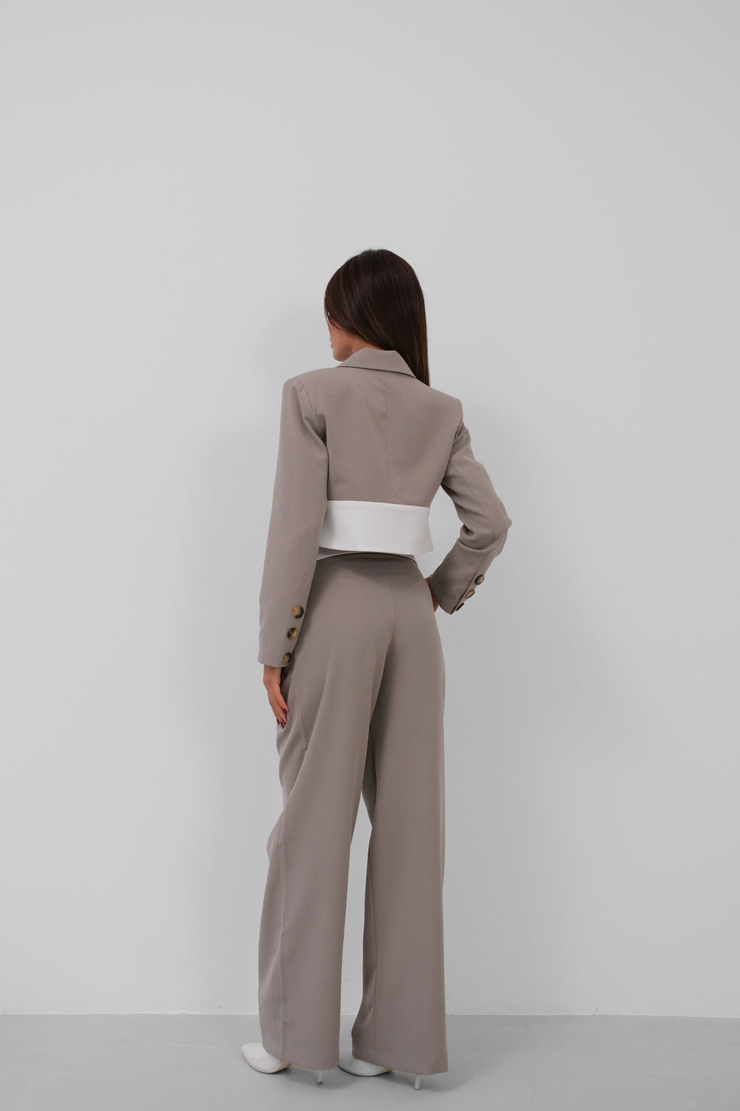 Garnili Ceket Pantolon Gri Takım