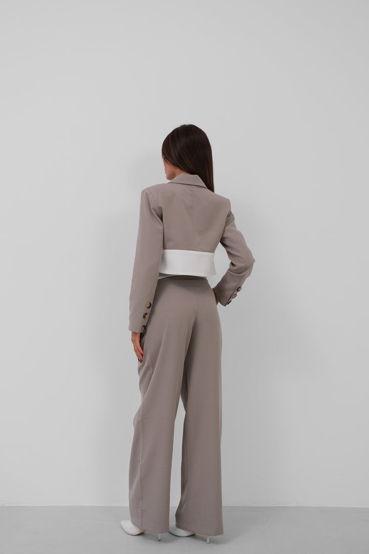 Garnili Ceket Pantolon Gri Takım