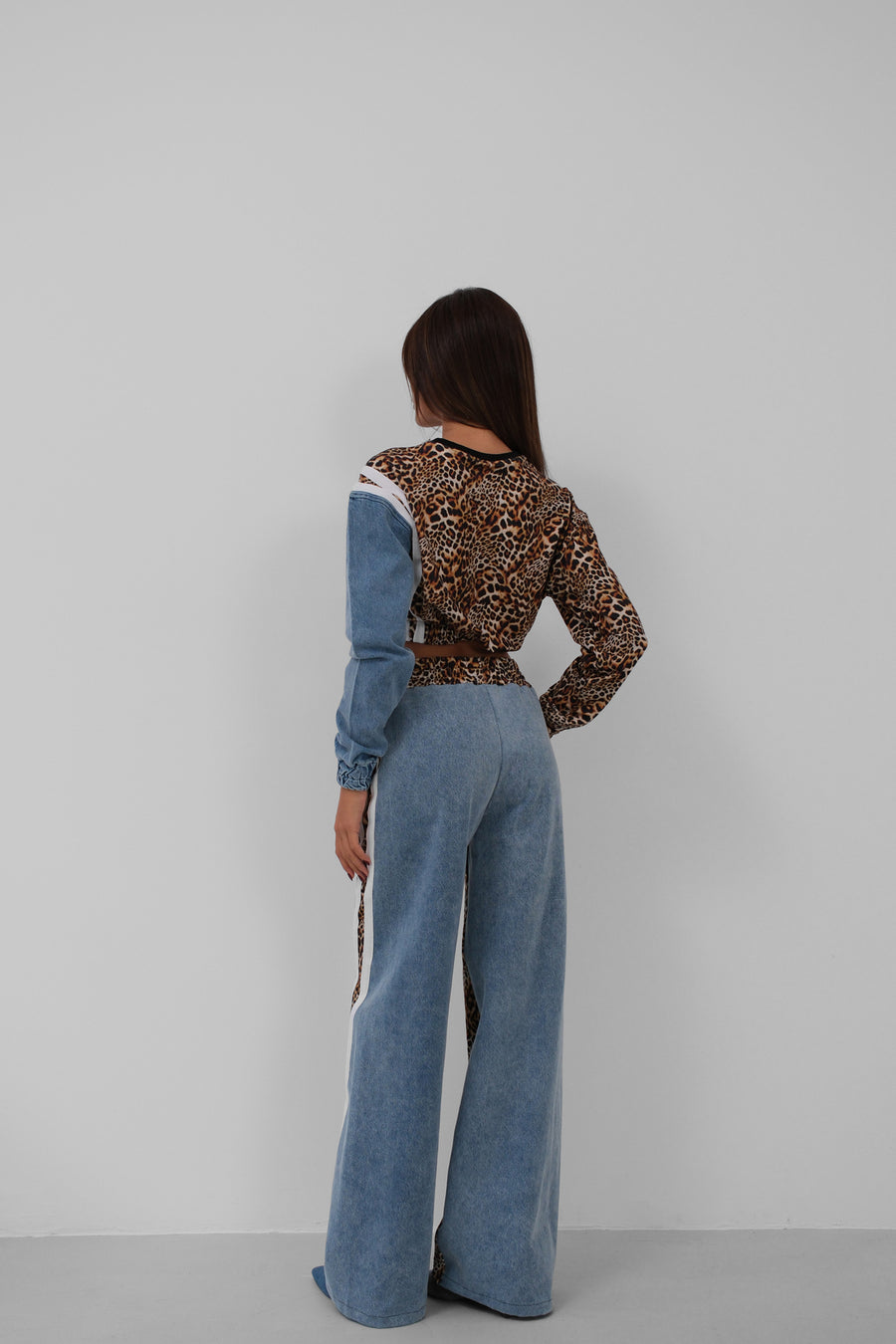 Leopard Print Denim Tracksuit 