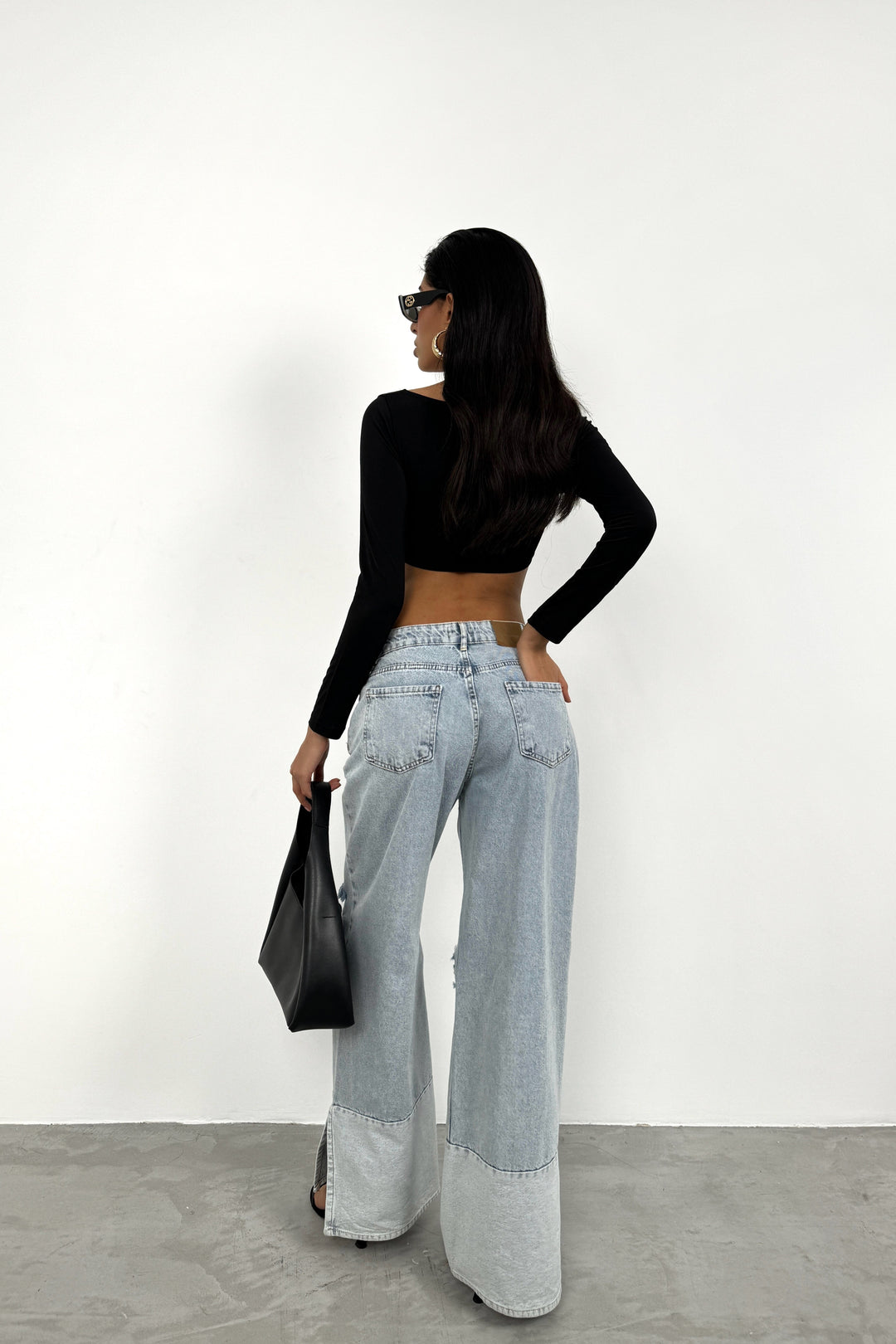Wide Leg Laser Light Blue Jeans 