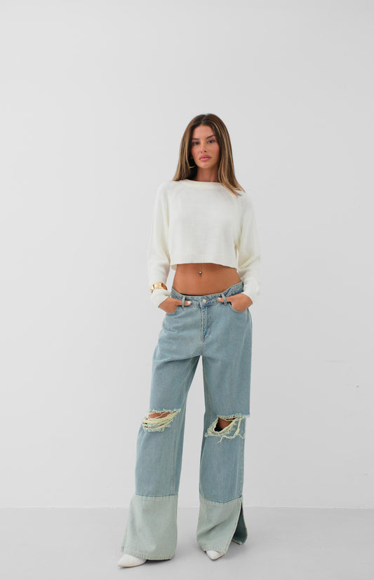 Wide Leg Laser Blue Jeans