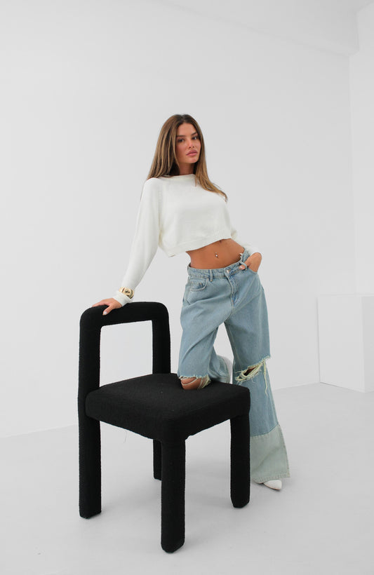 Wide Leg Laser Blue Jeans