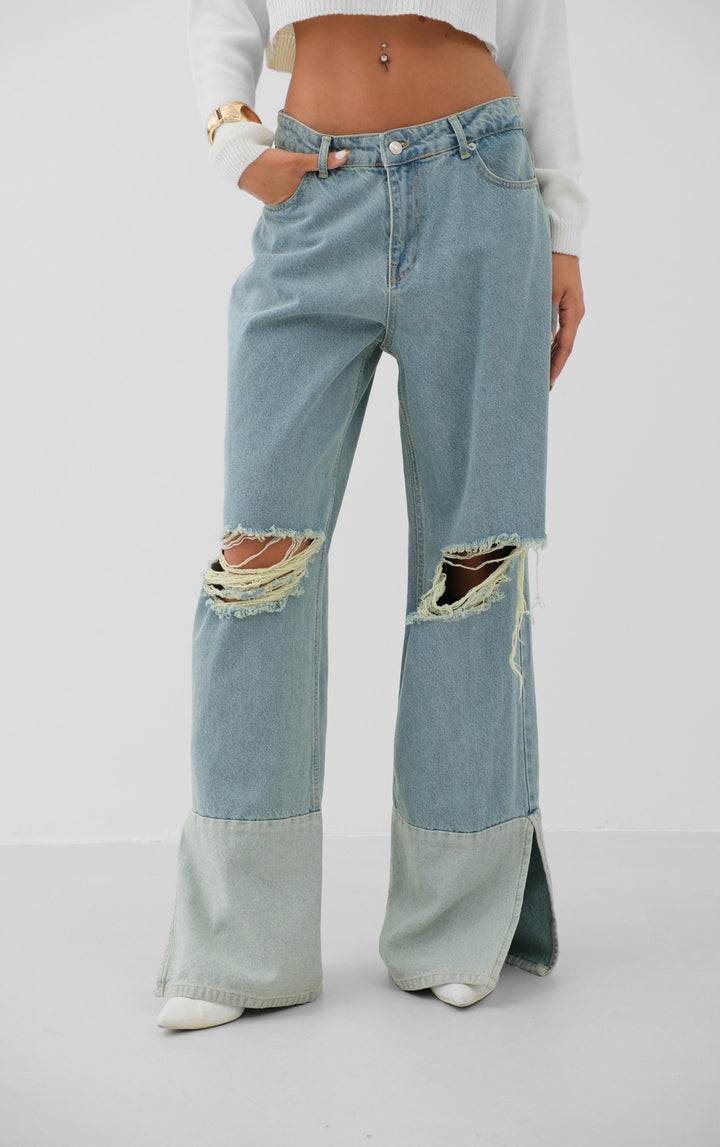 Wide Leg Laser Blue Jeans
