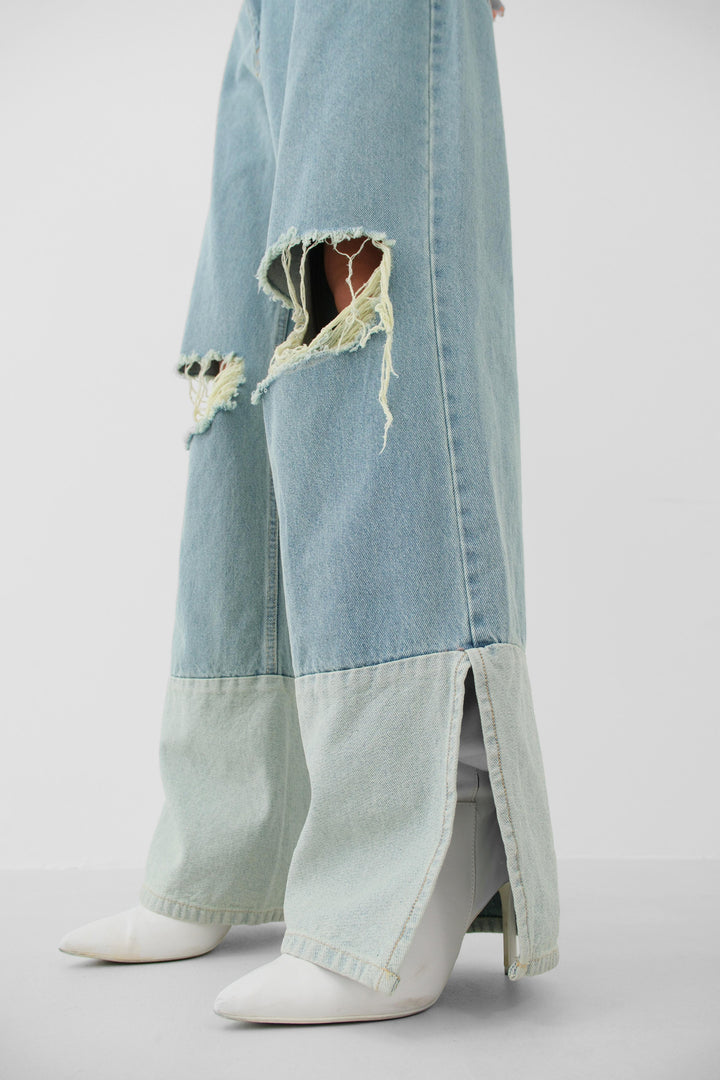 Wide Leg Laser Blue Jeans