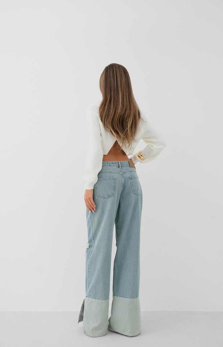 Wide Leg Laser Blue Jeans