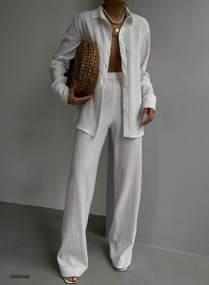 Gömlek Pantolon İkili Ekru Takım