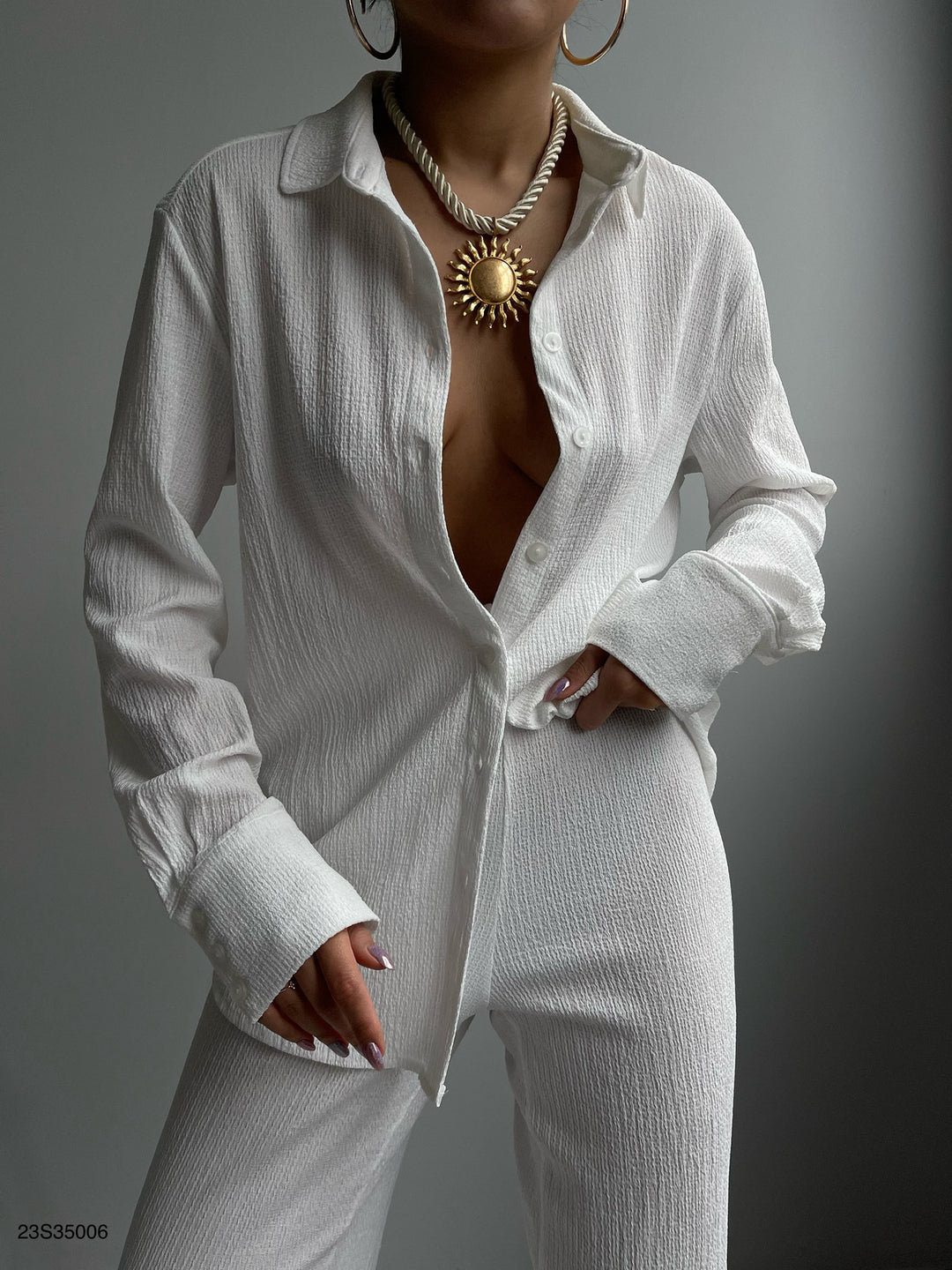 Gömlek Pantolon İkili Ekru Takım