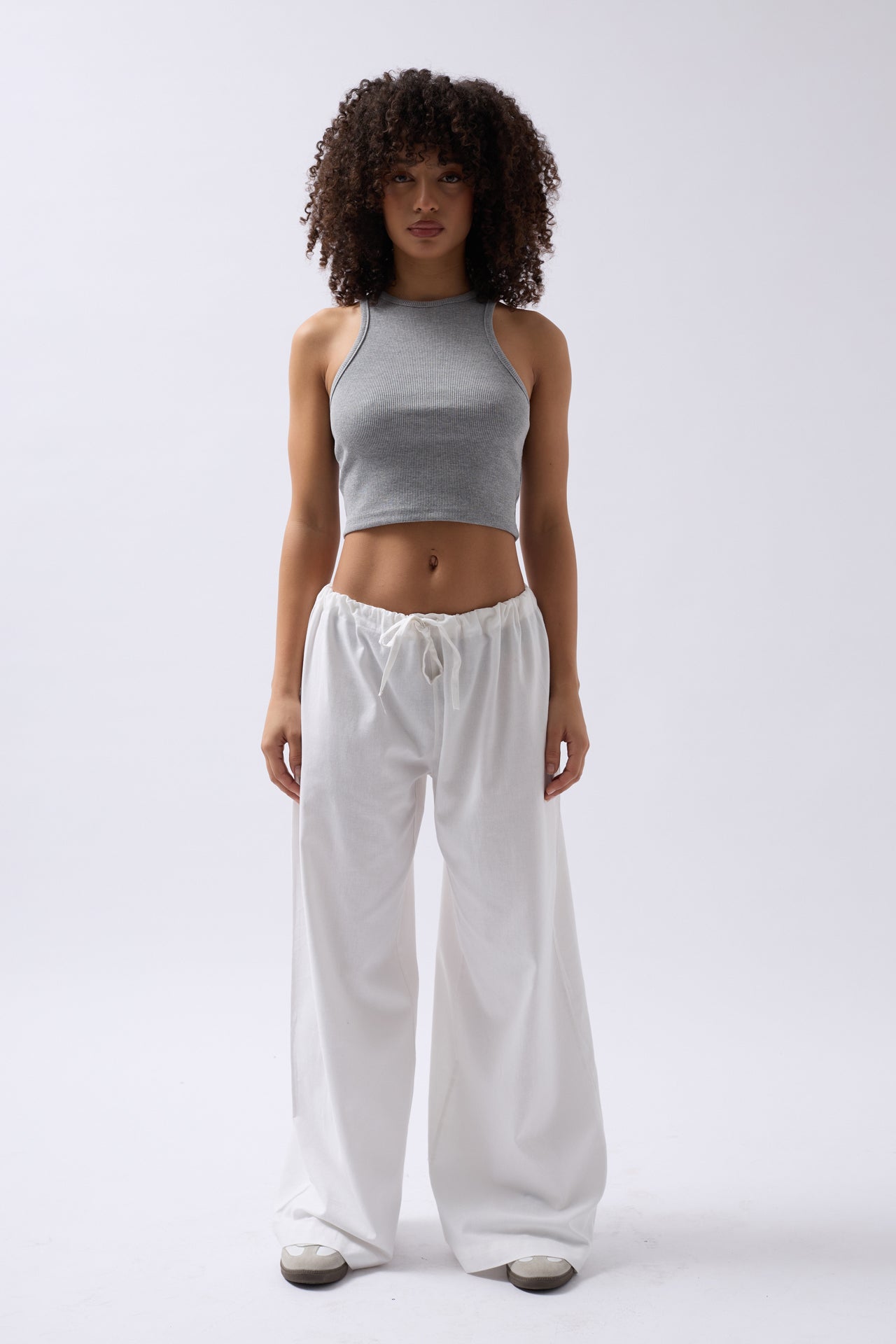 Halter Yaka Gri Crop