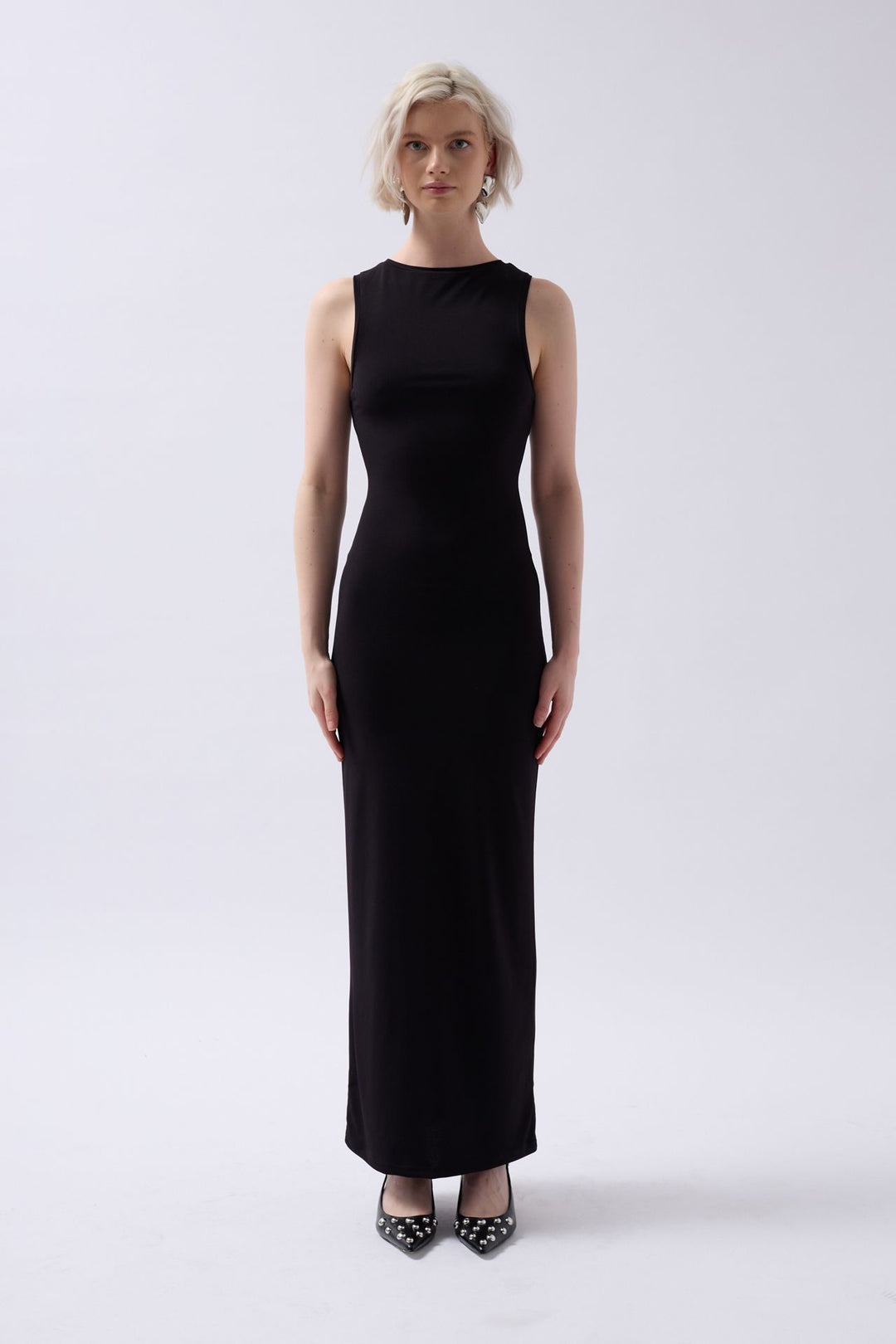 Halter Neck Maxi Casual Black Dress 