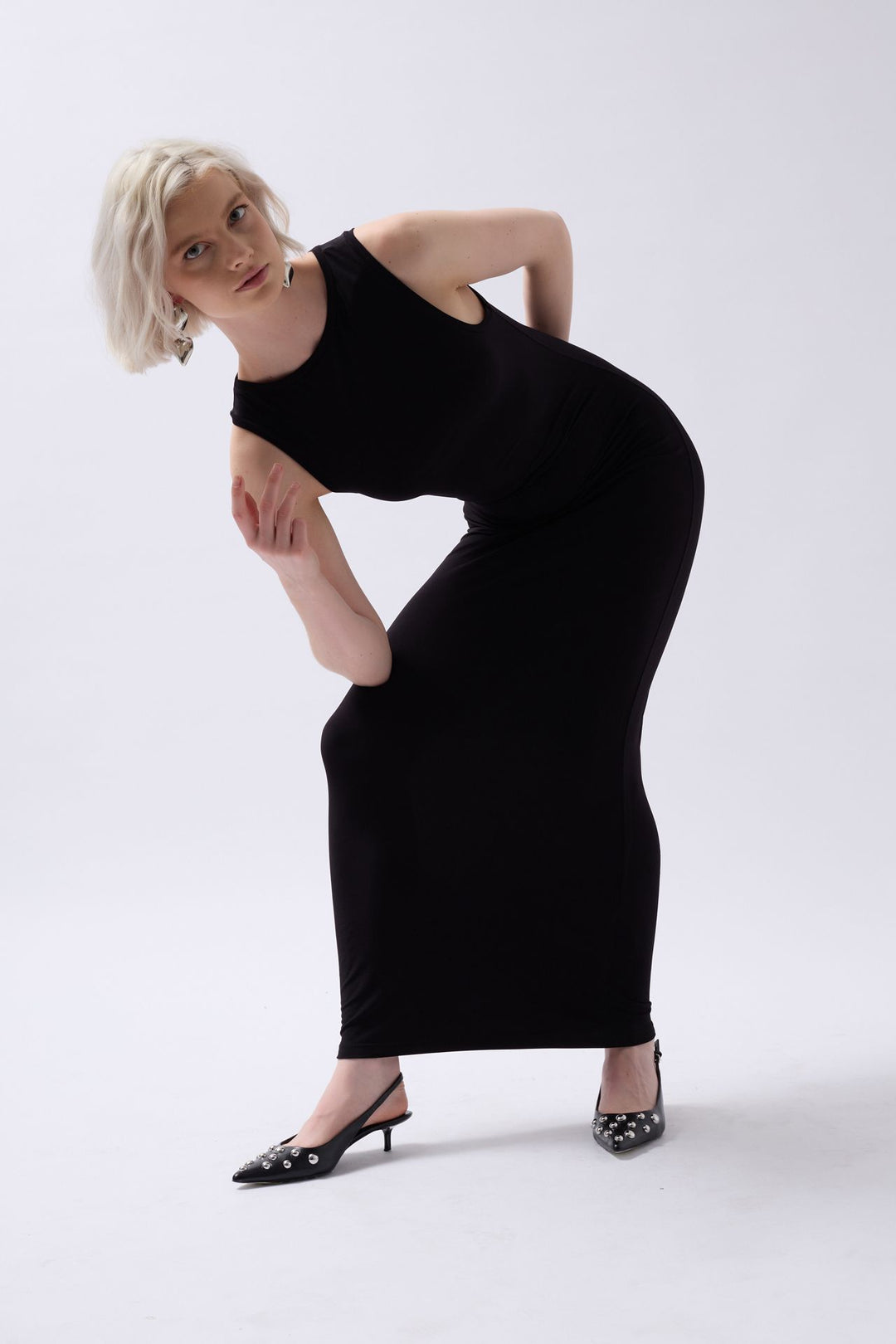 Halter Neck Maxi Casual Black Dress 