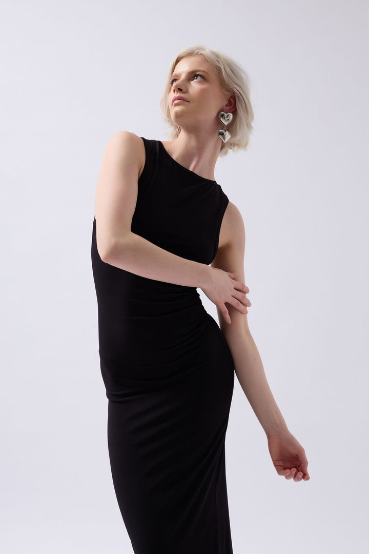 Halter Neck Maxi Casual Black Dress 