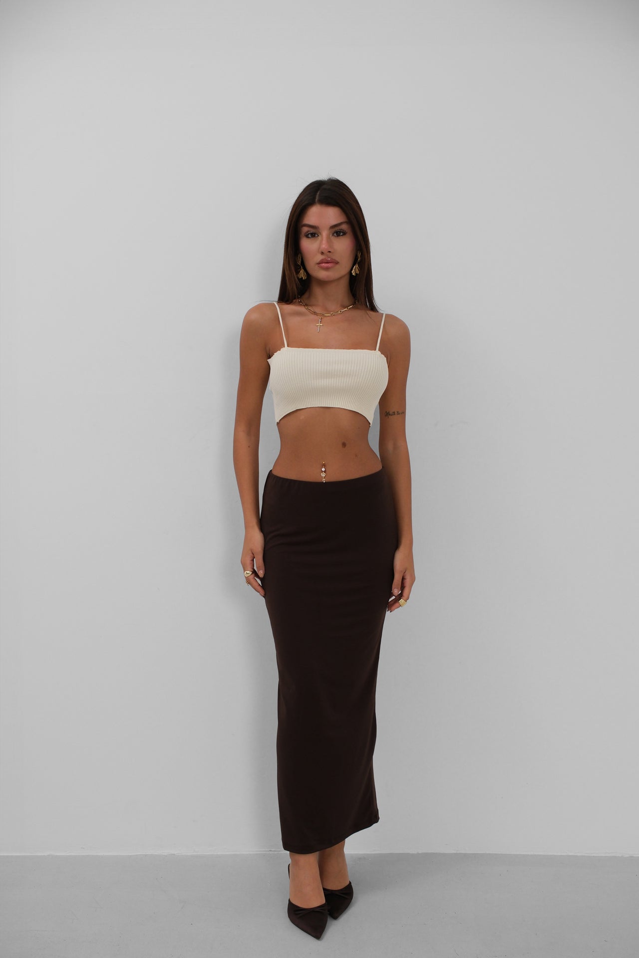 Thin Strap Ecru Crop Top