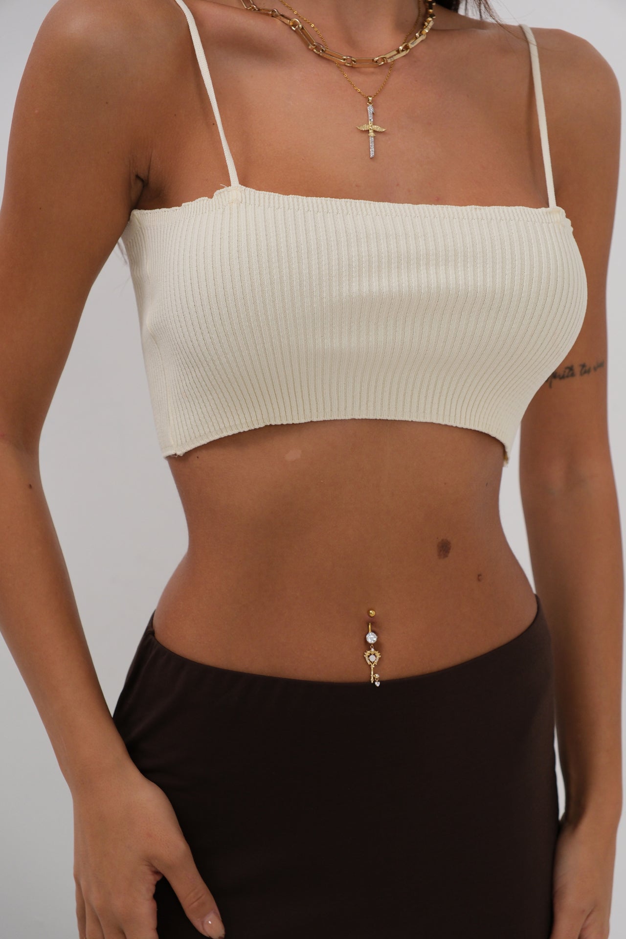 Thin Strap Ecru Crop Top