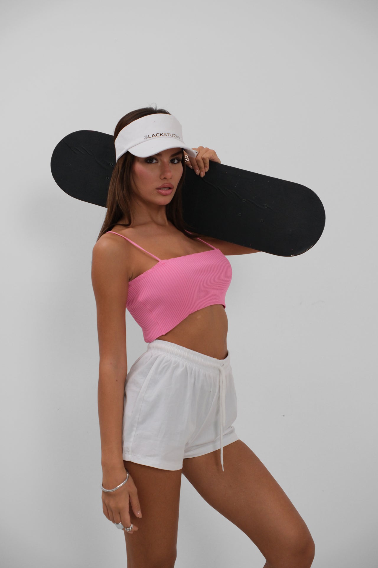 Pink Crop Top with Thin Straps