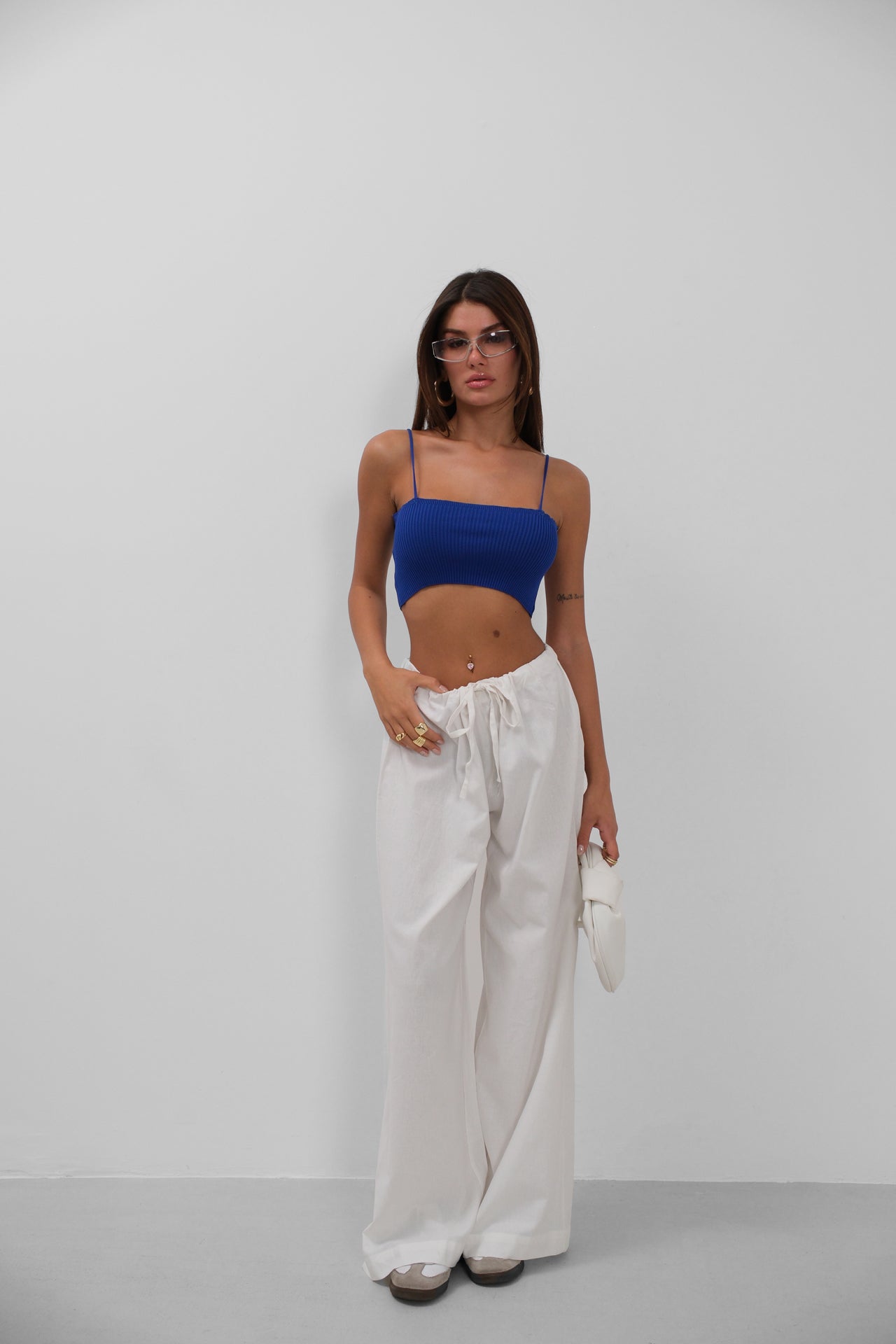 Thin Strap Saxe Crop Top