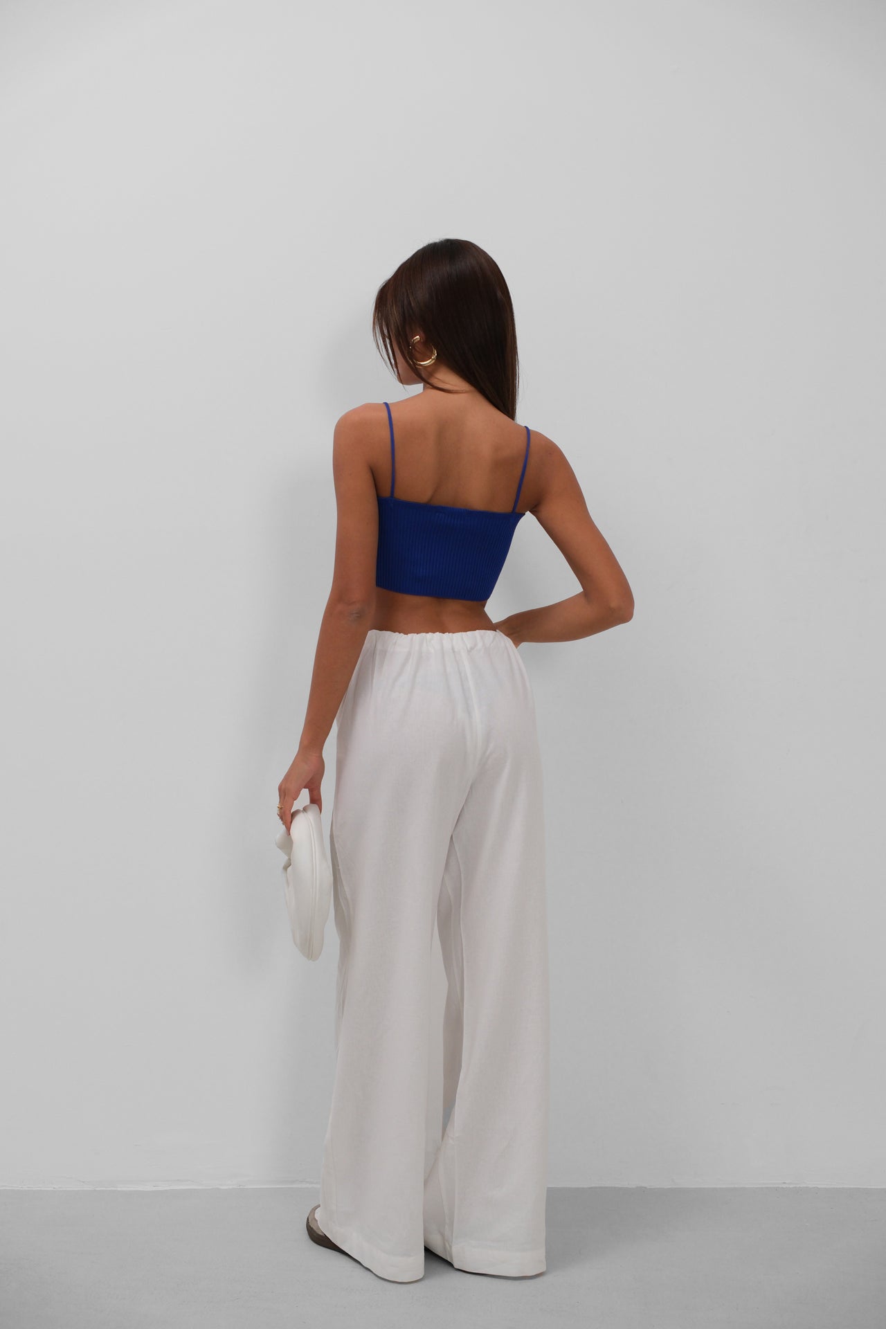 Thin Strap Saxe Crop Top