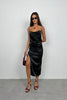 Thin Strap Satin Black Dress 