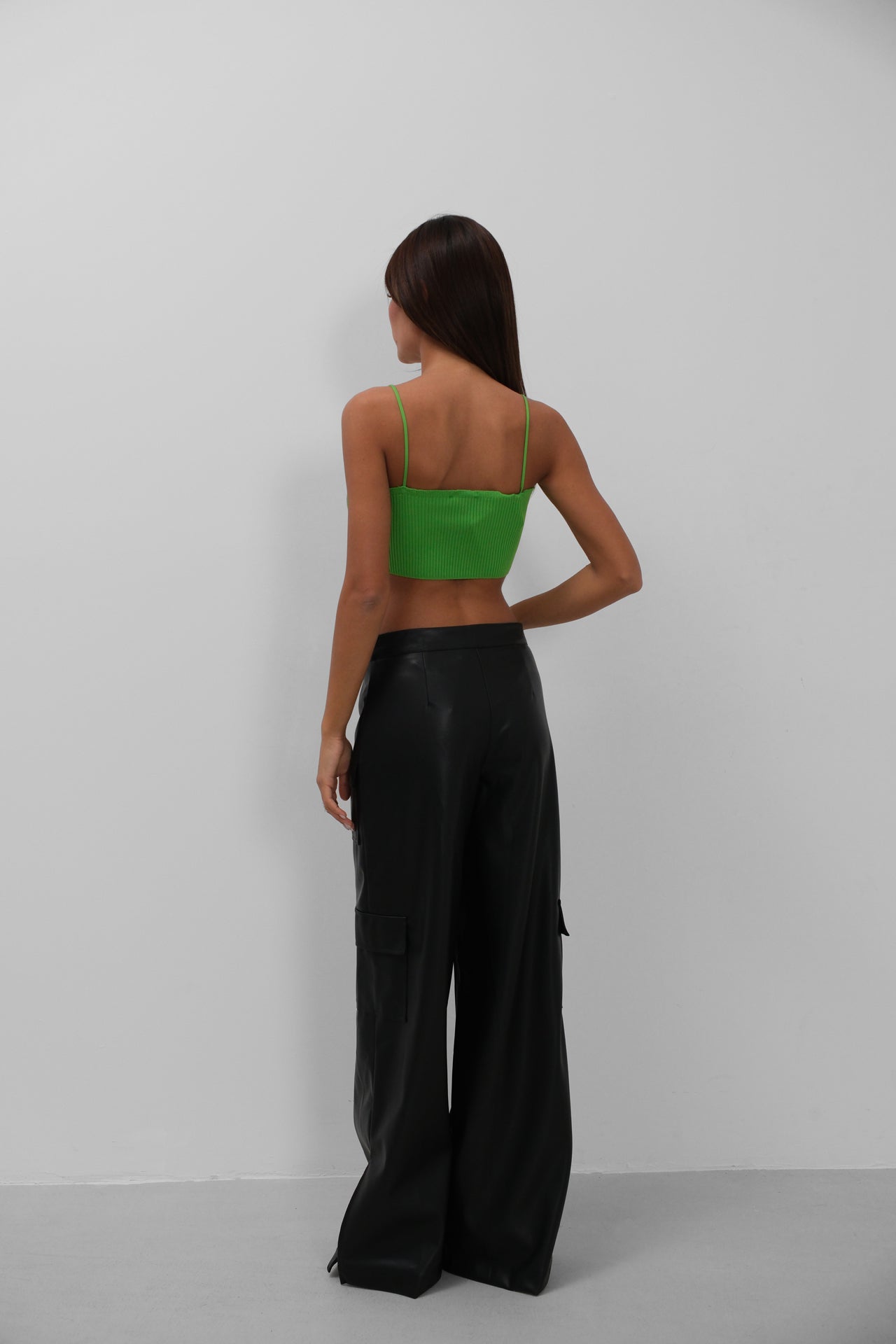 Thin Strap Green Crop Top