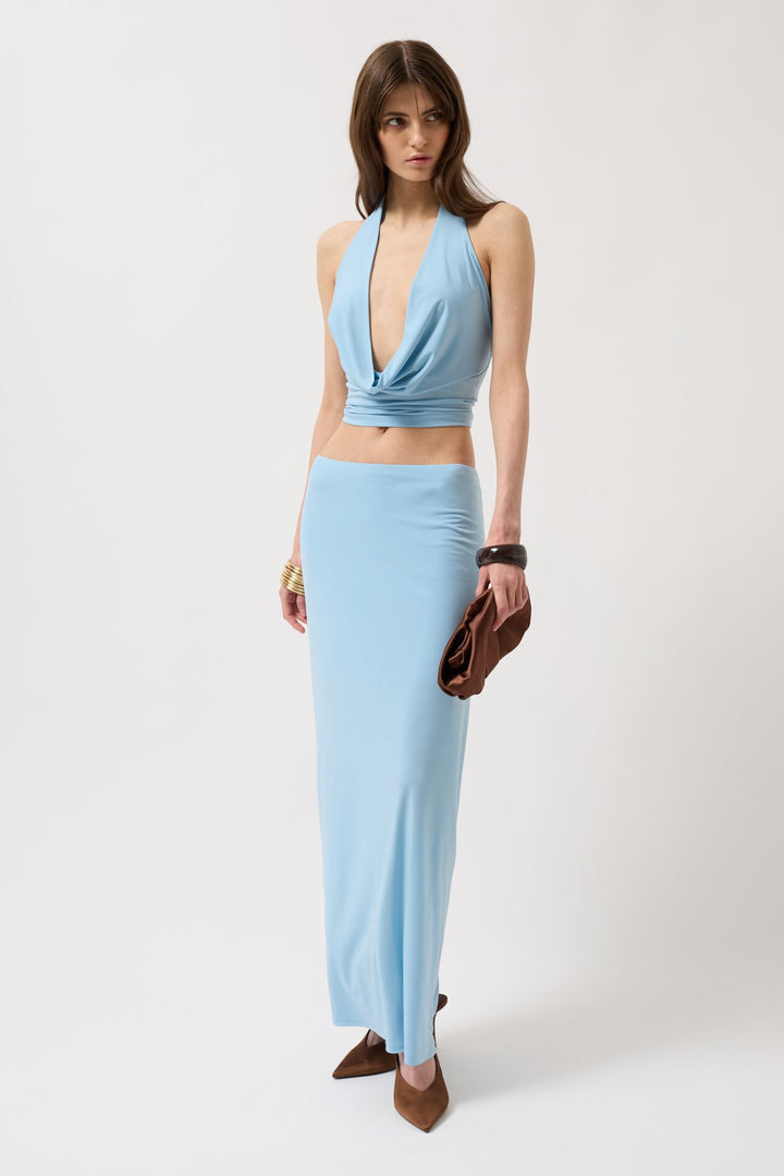 Kalem Midi Bebe Mavi Etek