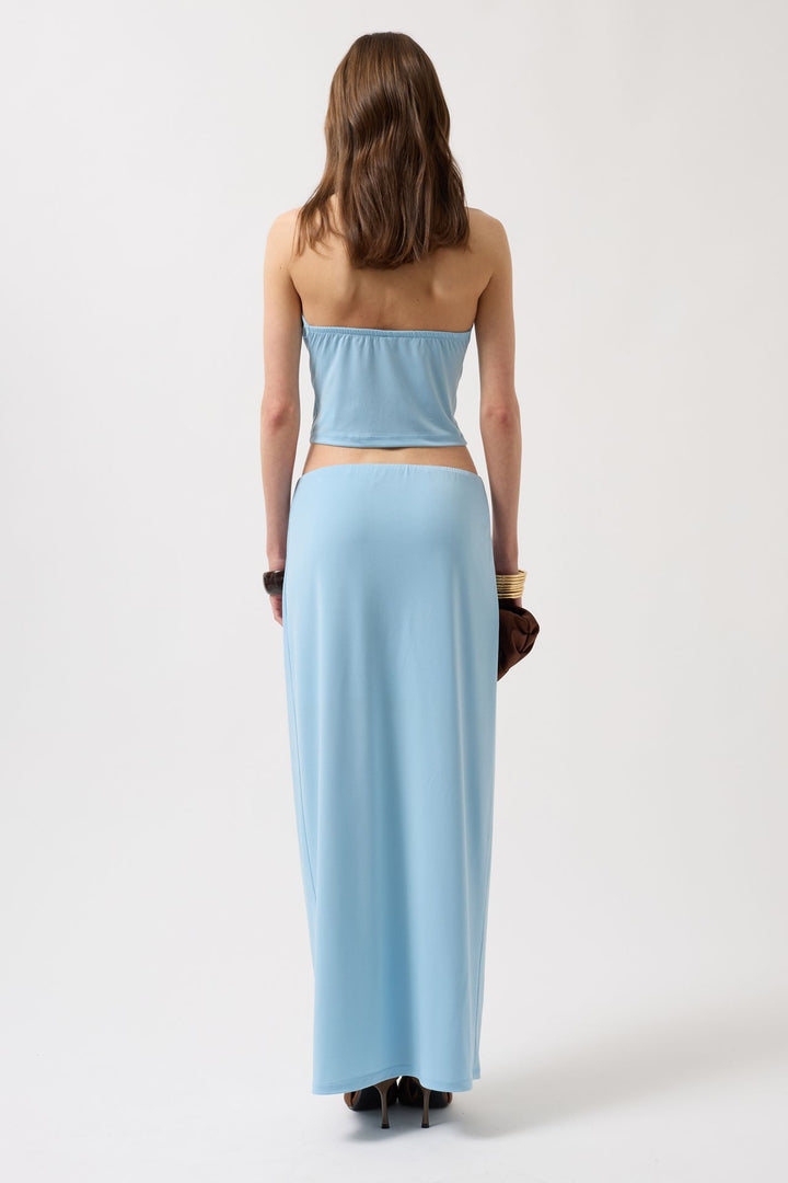 Kalem Midi Bebe Mavi Etek