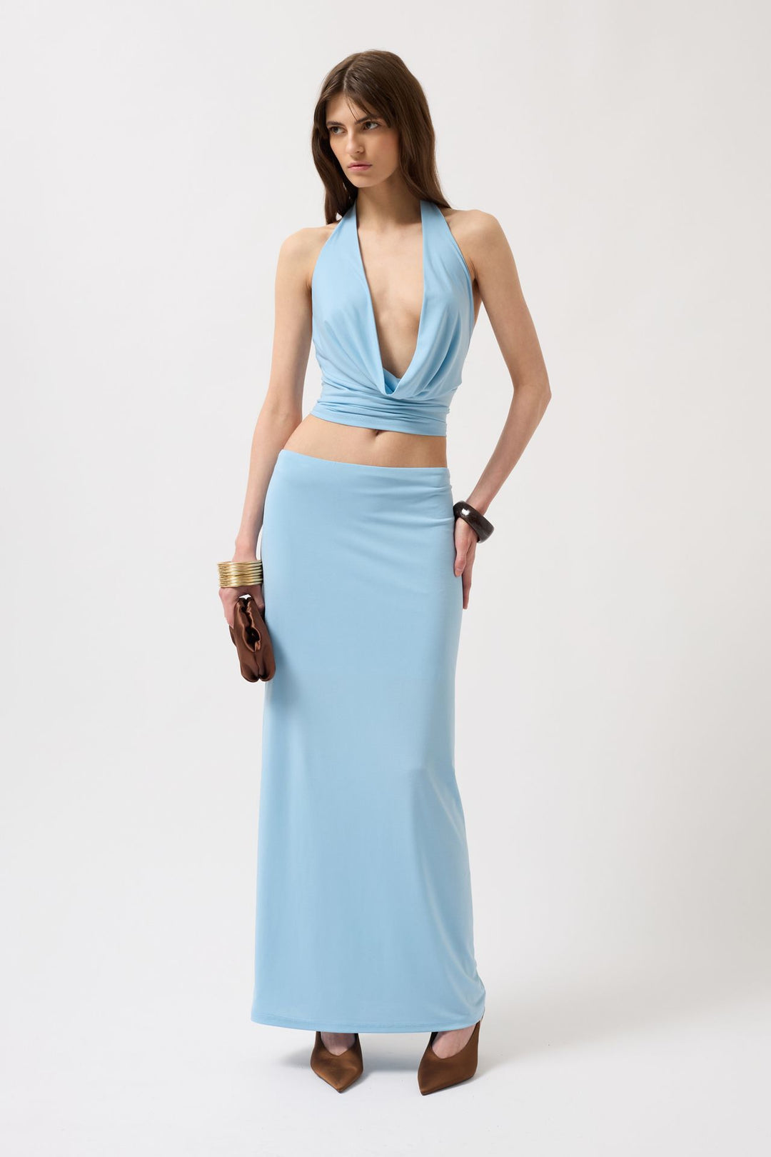 Kalem Midi Bebe Mavi Etek