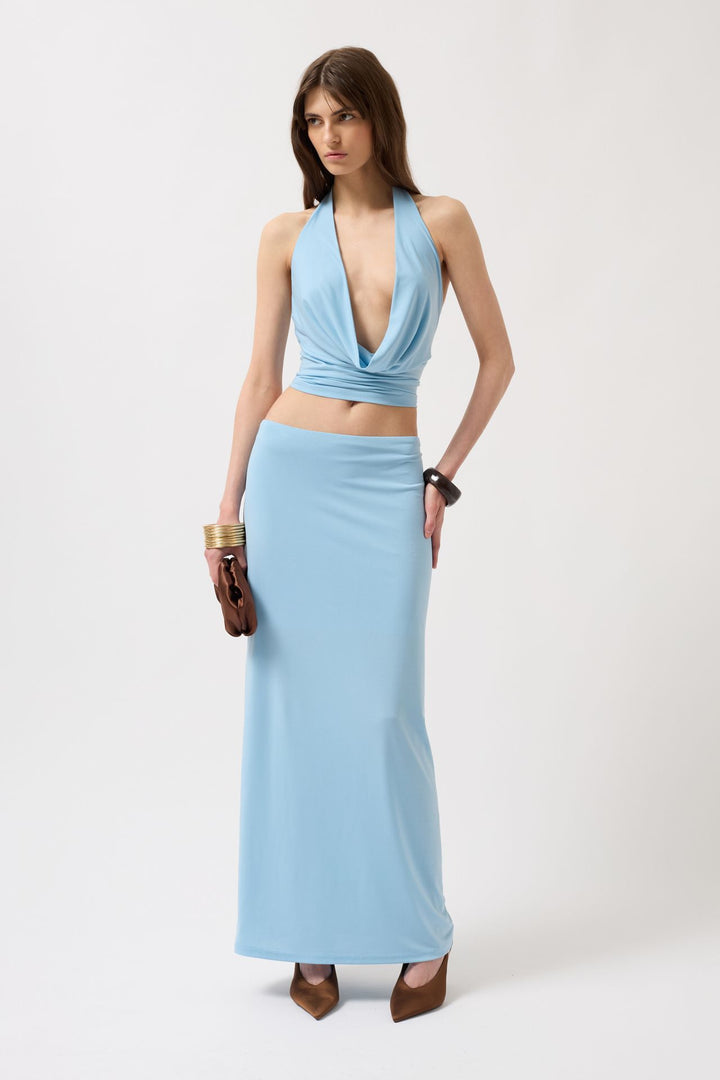 Kalem Midi Bebe Mavi Etek