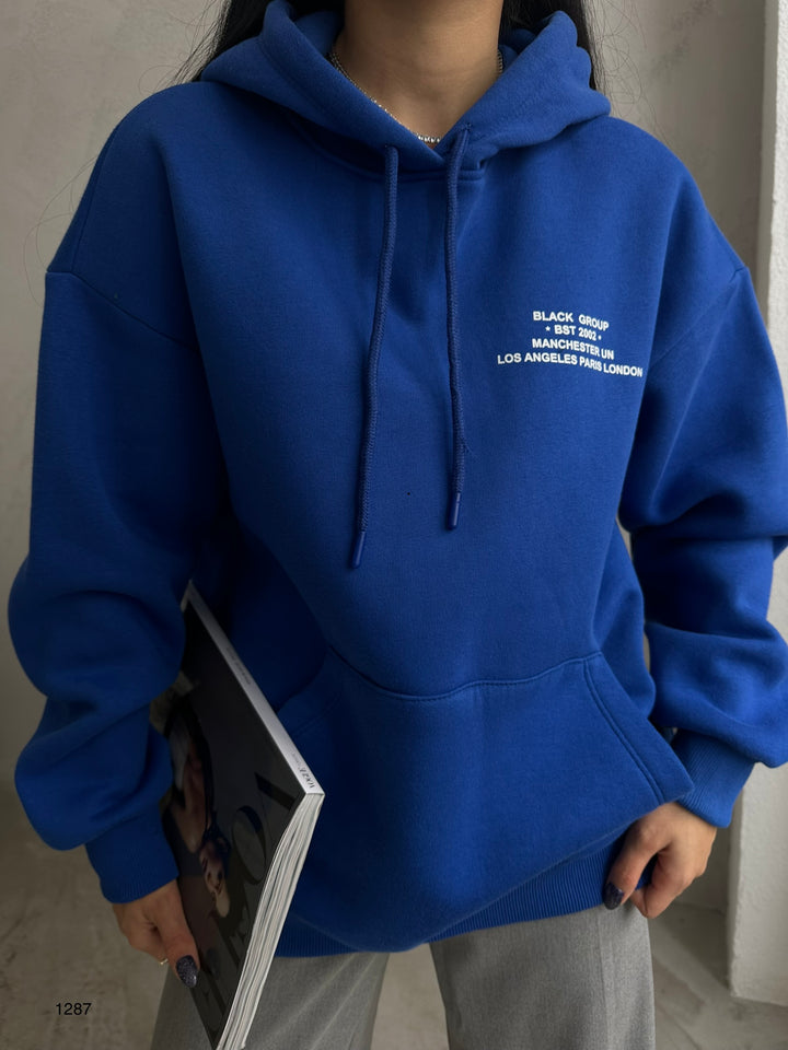 Kangaroo Pocket Printed Hooded Sweatshirt