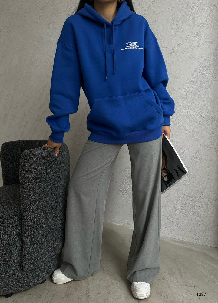 Kangaroo Pocket Printed Hooded Sweatshirt