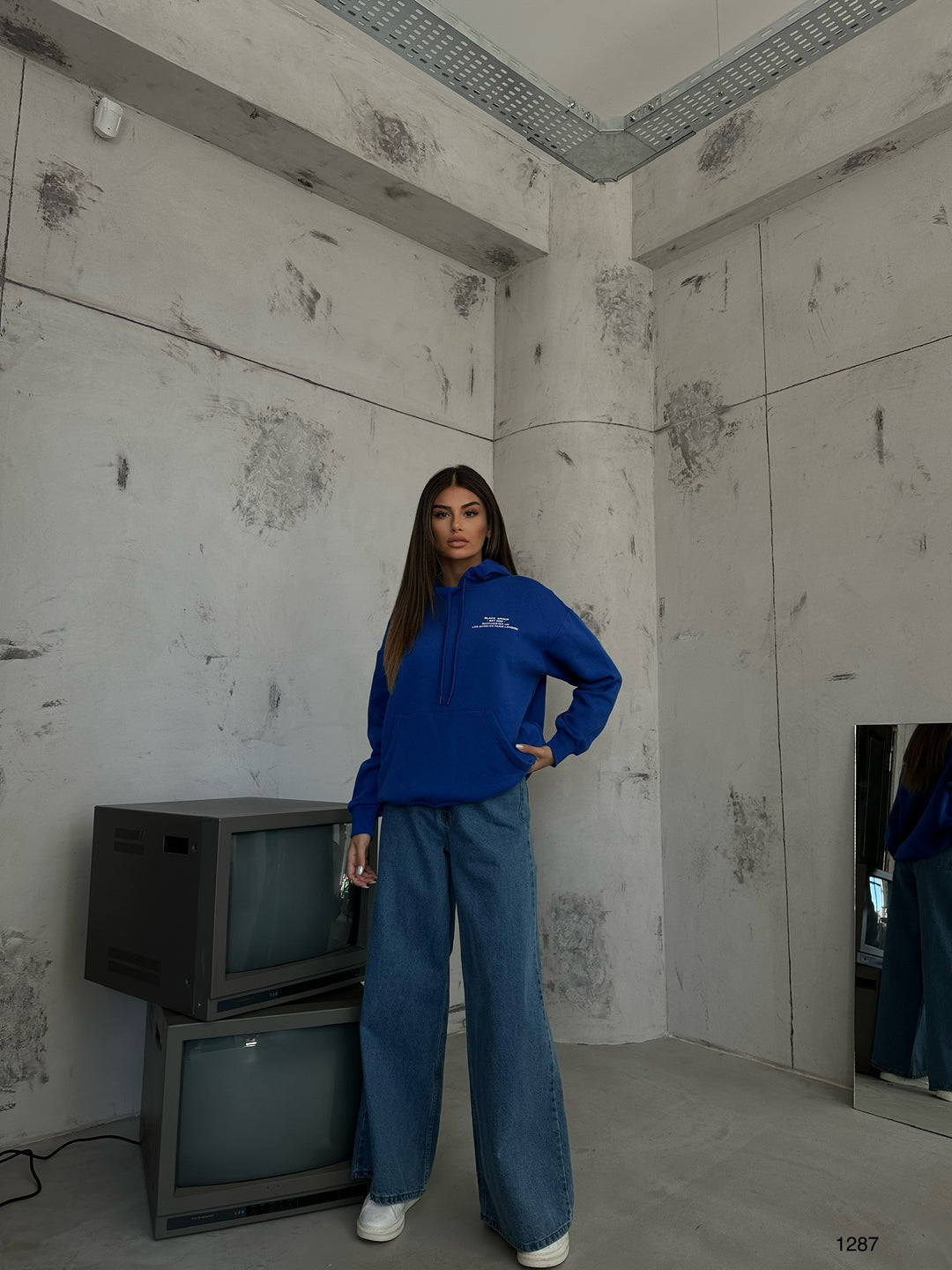 Kangaroo Pocket Printed Hooded Sweatshirt