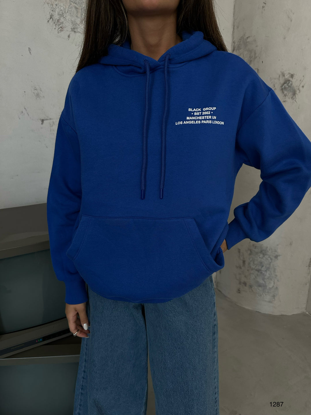 Kangaroo Pocket Printed Hooded Sweatshirt