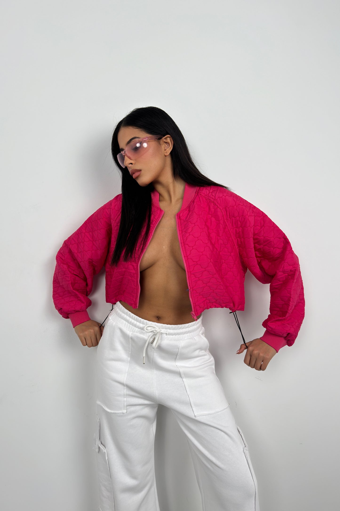 Quilted Bomber Fuchsia Jacket 