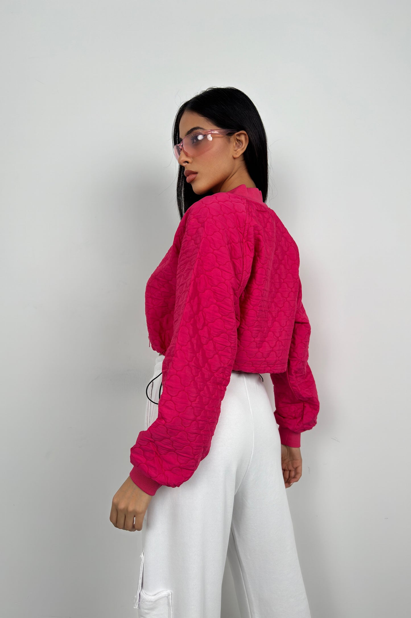 Quilted Bomber Fuchsia Jacket 